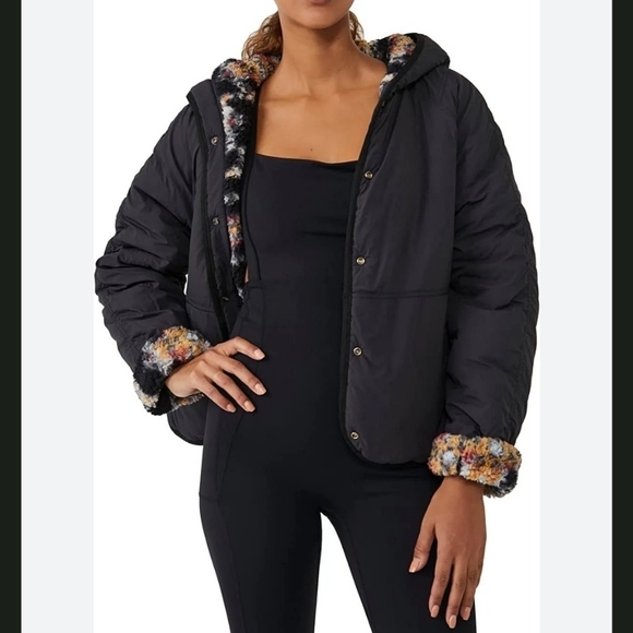 Free People Movement NWT Elevation Reversible Fleece Hooded Jacket Large - Picture 15 of 16